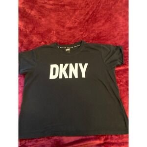 DKNY Sport Womens Logo T-Shirt Black Short Sleeve Crew Neck Top Large